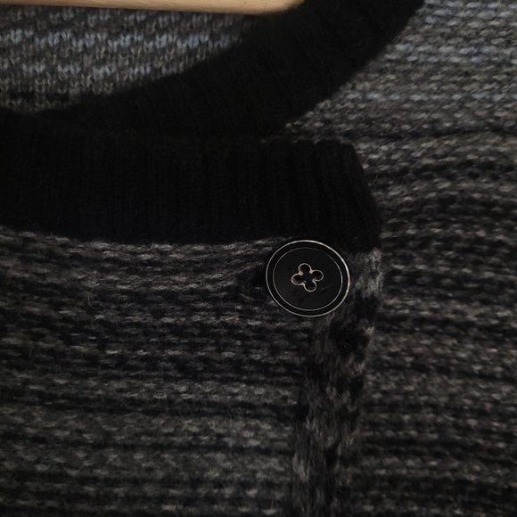 Woolrich Pearce Lambswool Striped Blend Black & Gray Cardigan - Picture 3 of 6